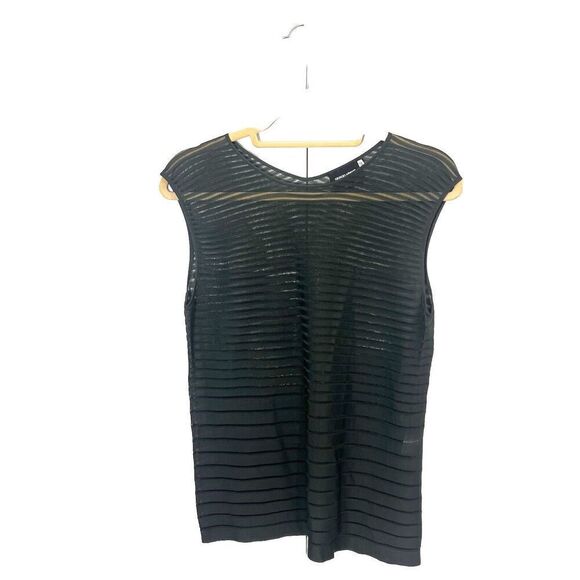 Giorgio Armani Y2K Mesh Top Women’s 42 Italy Green Striped Boxy - Picture 1 of 7